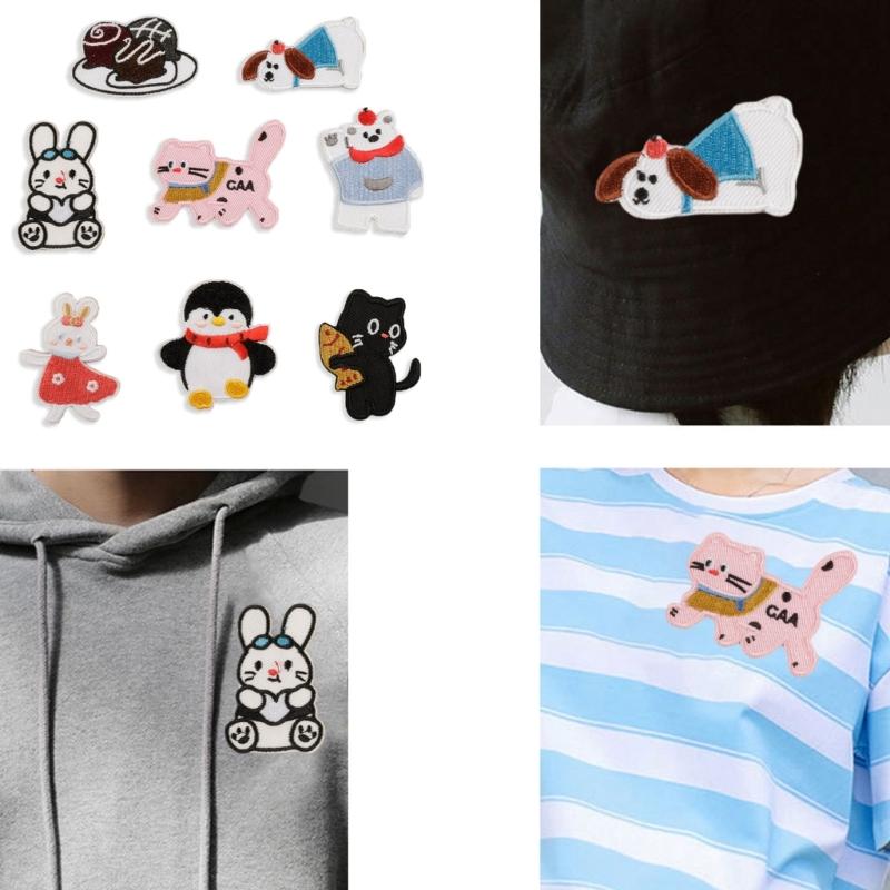 8 Pcs Cats Iron On Patches Applique Patches Cartoon Animal Repair Patches Lion Embroidery Patches for Jeans Decoration