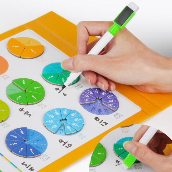 Magnetic Fraction Tiles Circles Book with Pen Percentage Decimal Fraction Learning Math Manipulatives Elementary