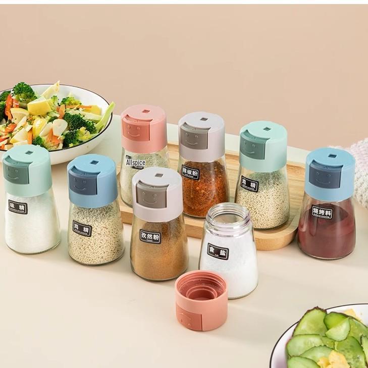 Newcomer Special: 5 Yuan Off - Press-Type Seasoning Jar for Kitchen, Sealed & Moisture-Proof Salt Control Bottle