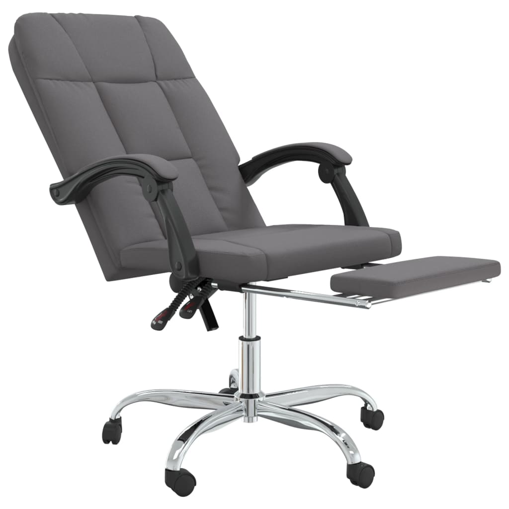 Office Chair with Reclining Function Grey Faux Leather