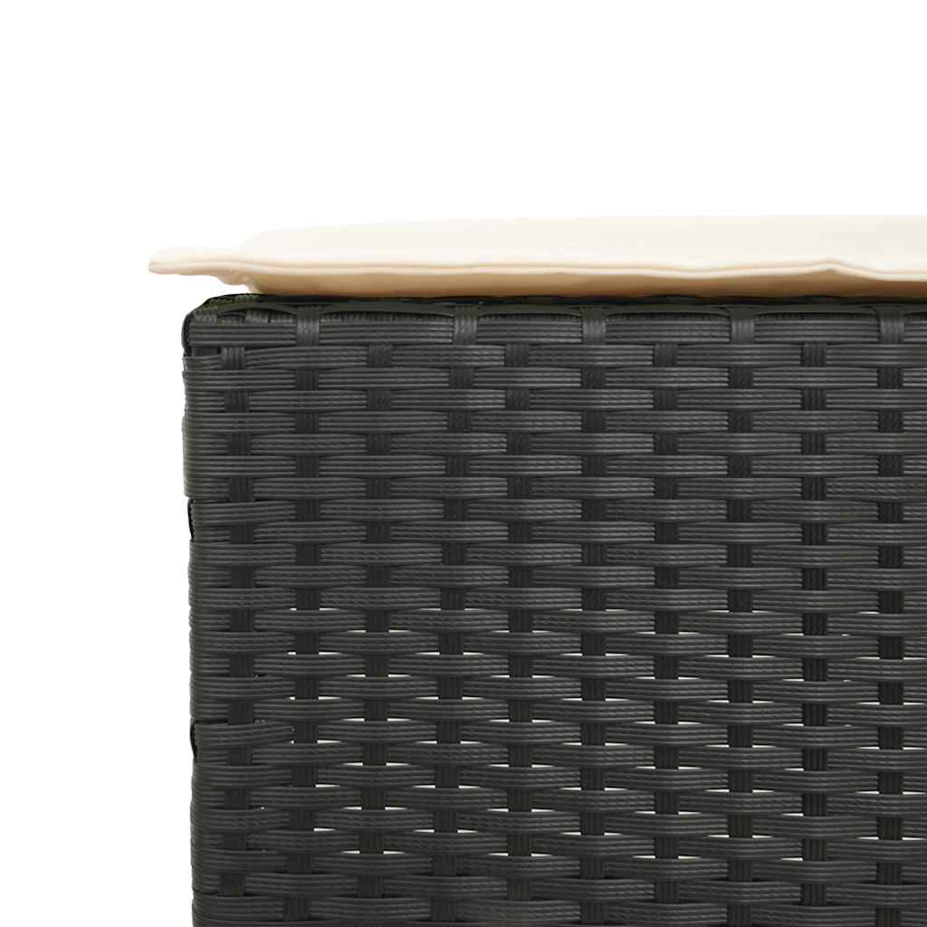 3 Piece Garden Bar Set with Cushions Black Poly Rattan