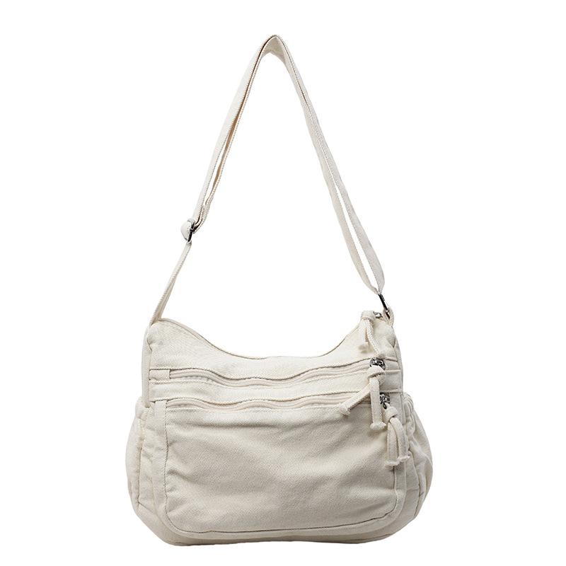 

Холщовая сумка женская большая вместительная сумка через плечо винтажная многослойная сумка через плечо белый