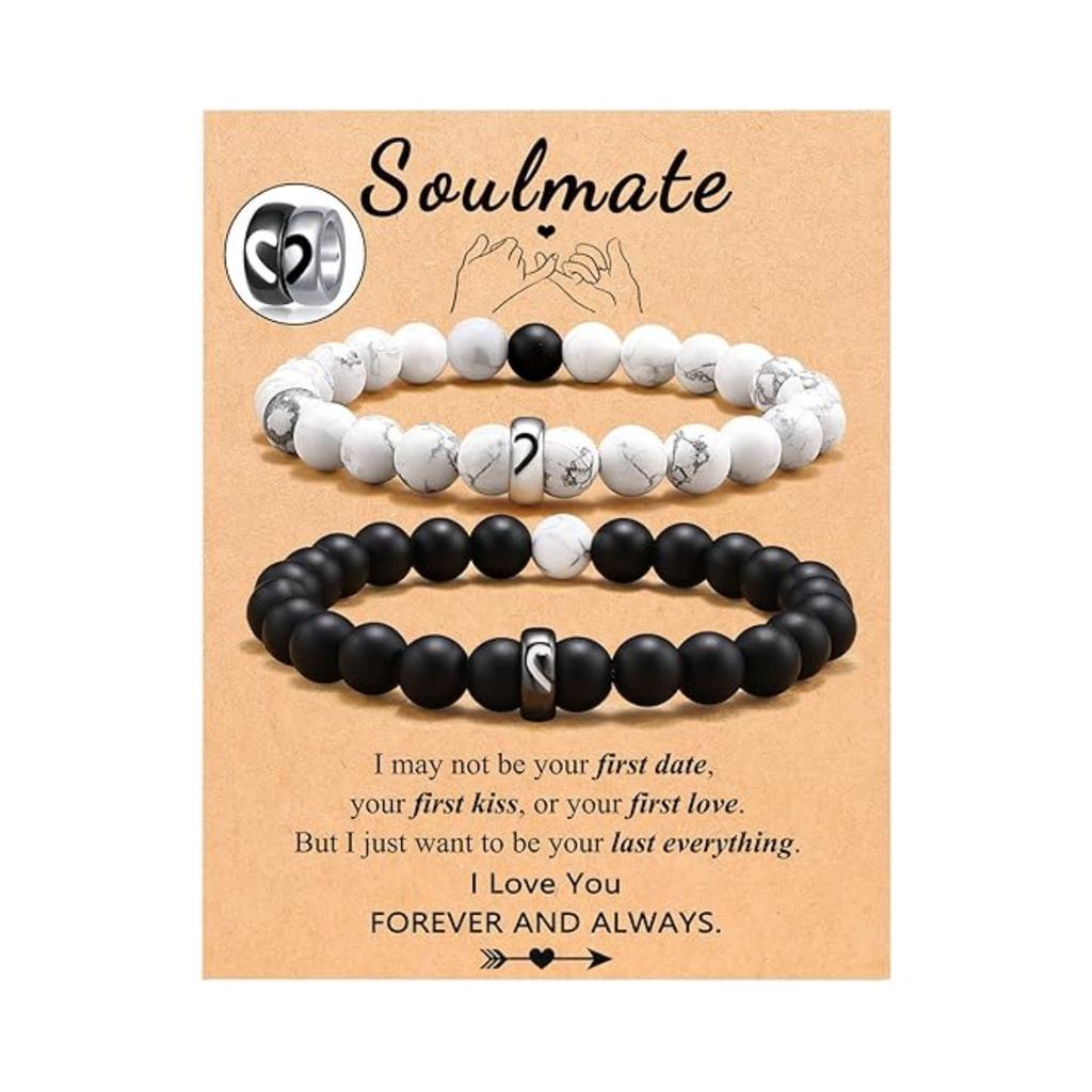 JYL TS Bracelet  Couple Black White Heart Stainless Steel Strengthens Bond