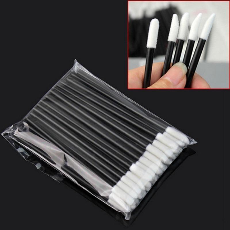 2 Sets Disposable Make Up Lip Brushes Portable Cosmetic Makeup Applicators Maquillage Lipstick Brush Wands Gloss Cleaning Light Grey