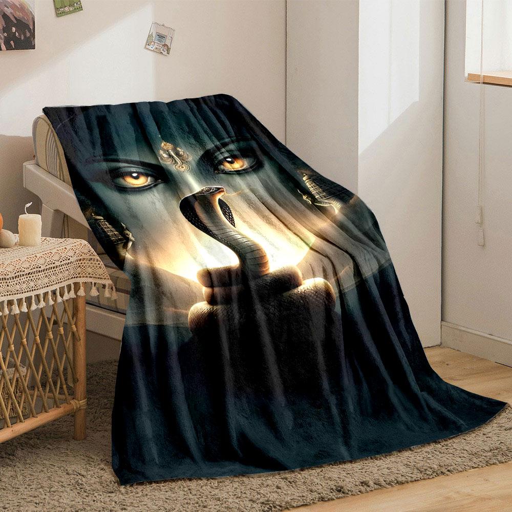 Hindu Goddess Cobra Blanket Bedroom Blanket for Livingroom Couch Lunch Break Soft Throw for Friend's Festival Gift