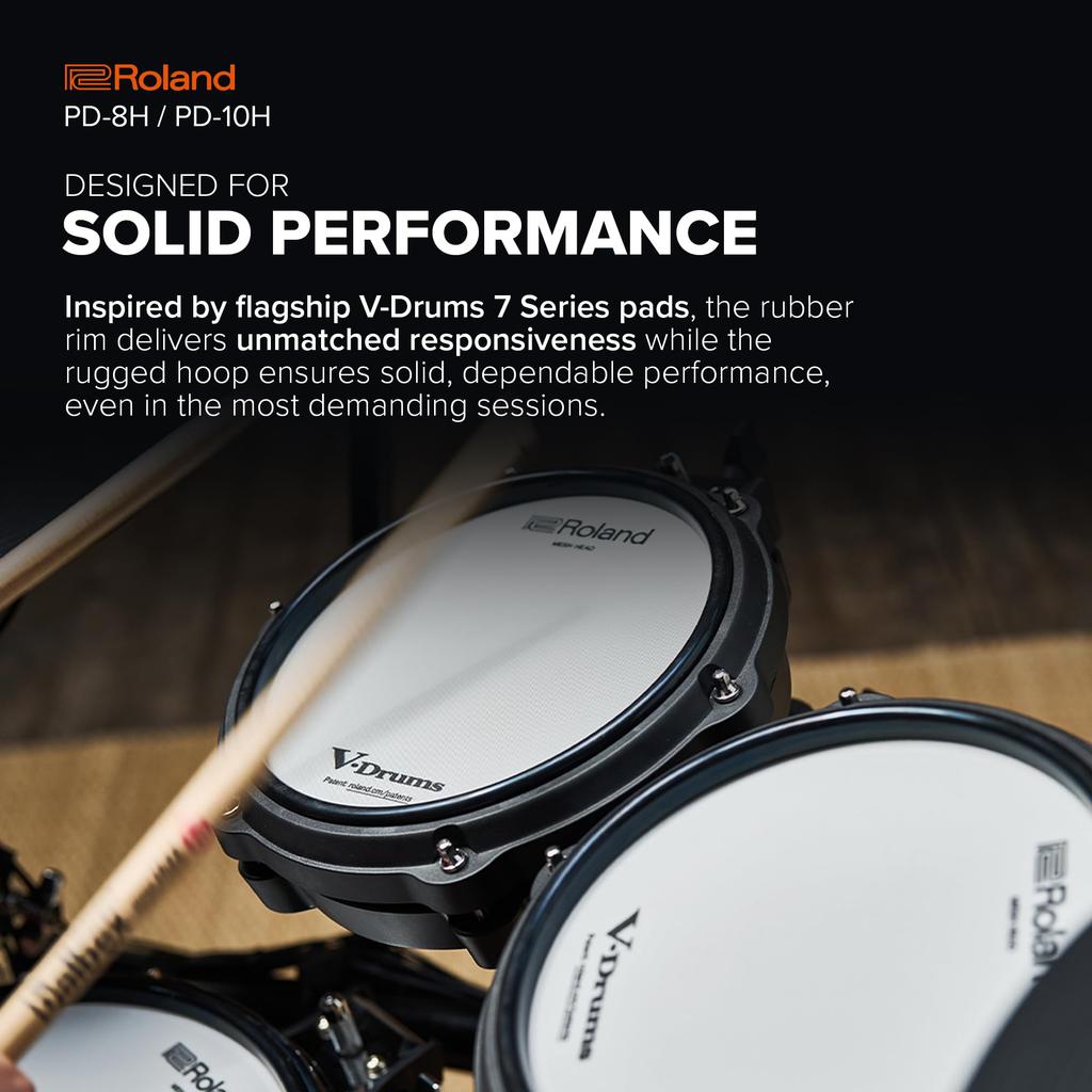 Roland cm Dual Zone feel and response Durable and quiet Sturdy hoop and rubber rim design Compatible with a wide range of Roland PD-8H V-Pad 20.3