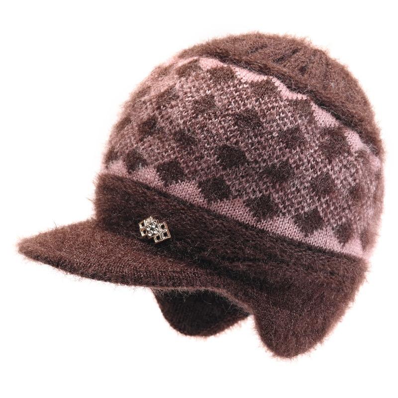 Winter Hat Women's Warm Hat Rabbit Hair Ear Protector Plush Thick Knitted Wool Hat