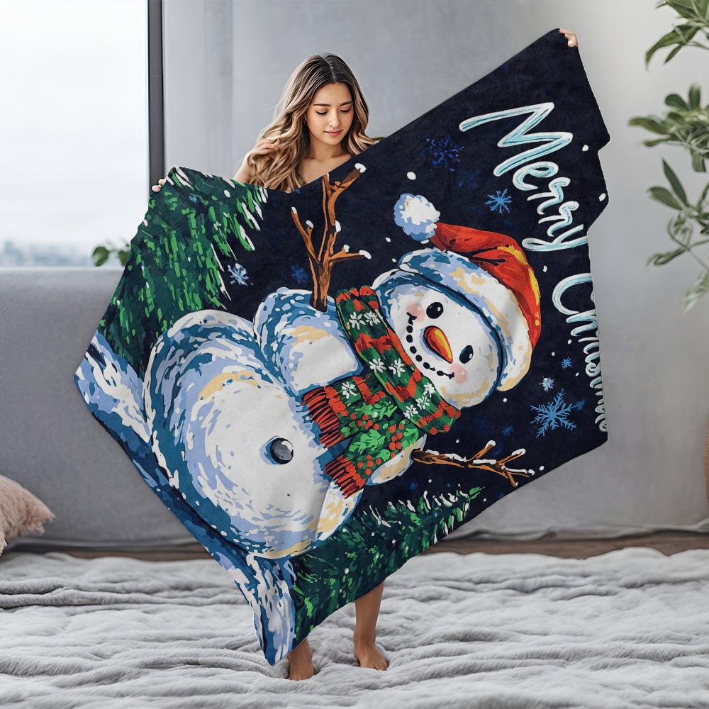 Tuniu Merry Christmas Snowman Blanket Throw Sofa Bed Room Decorative Warm Cozy Gift