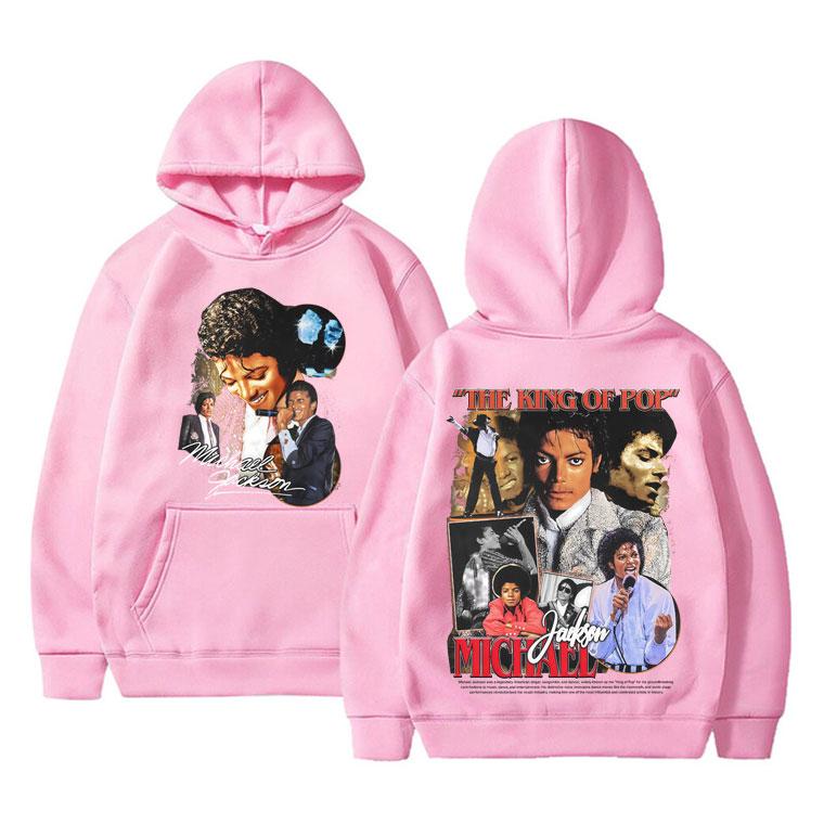 Classic Michajackson King Of Pop Double Sided Print Hoodie Men Vintage Gothic Rock Sweatshirt Man Casual Oversized Streetwear