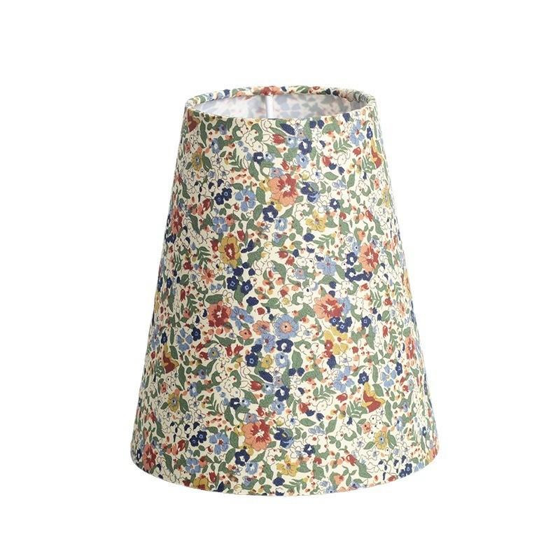 Retro Linen Fabric Floral Pattern Lampshades Pastoral Style Pleated Table Lampshade Bedroom Hotel Bedside Floor Lamp Cover