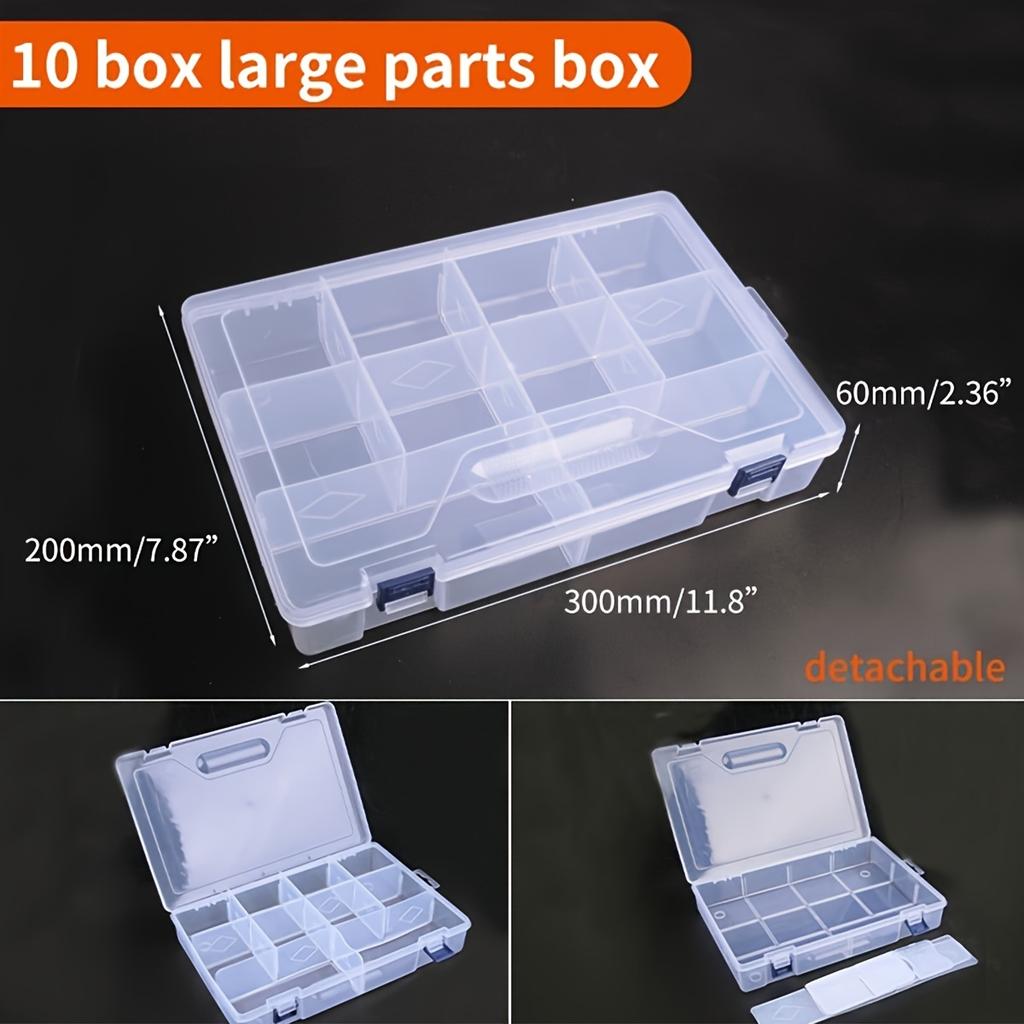 10 Grids Adjustable Transparent Plastic Storage Box for Small Component Jewelry Tool Box