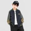 Kids' American Retro Color-block Baseball Jacket