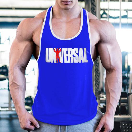 O-Neck Sleeveless Men Vest Breathable Summer Letter Print Fitness Vest Top Sportwear