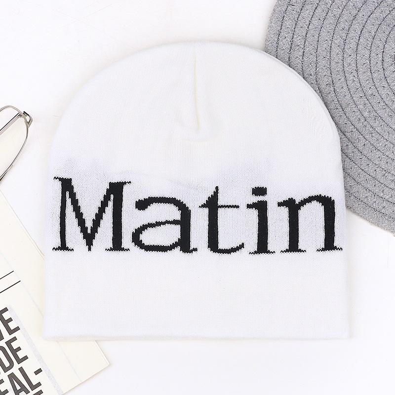 Wool hat autumn and winter letter black men and women versatile warm new street knitted hat trendy gray cold hat
