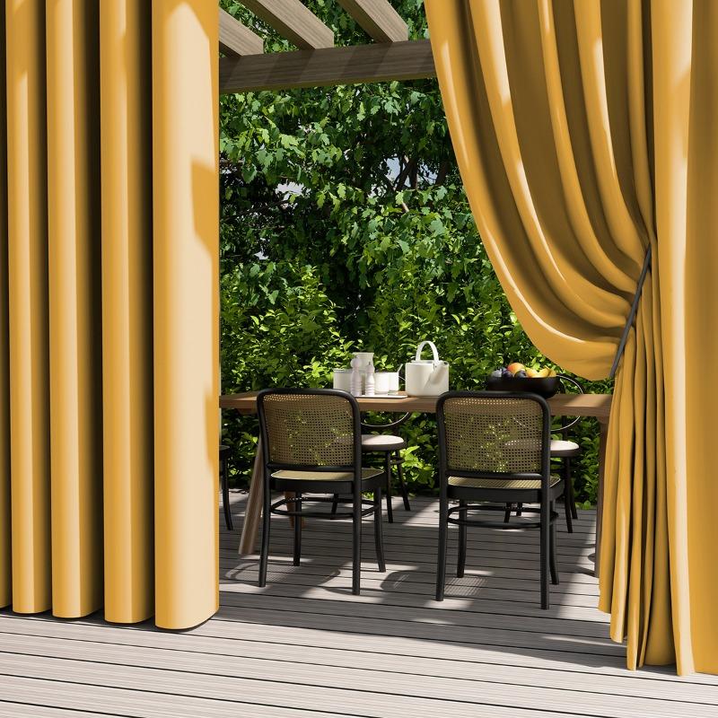 Solid Color Exterior Curtain Suitable  Waterproof Oxford Cloth Privacy Grommet Curtain For Gazebo Front Porch Pergola Patio
