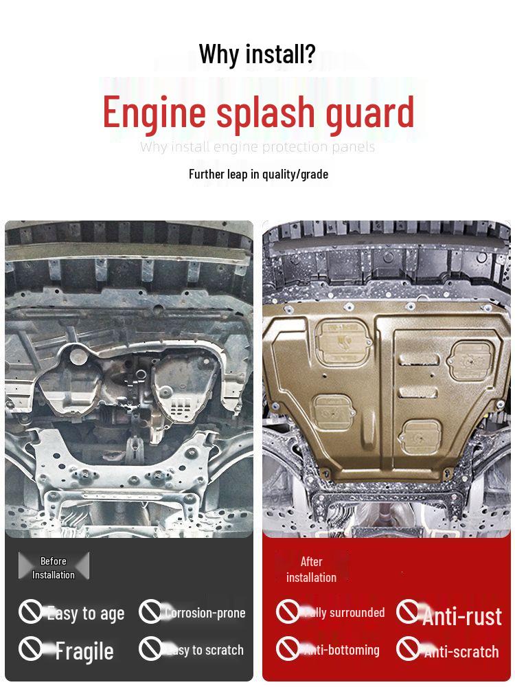 Compatible Splash Shield for Toyota Corolla, Levin, Camry, Highlander, RAV4, Ralink, and Yaris Chassis Armor.