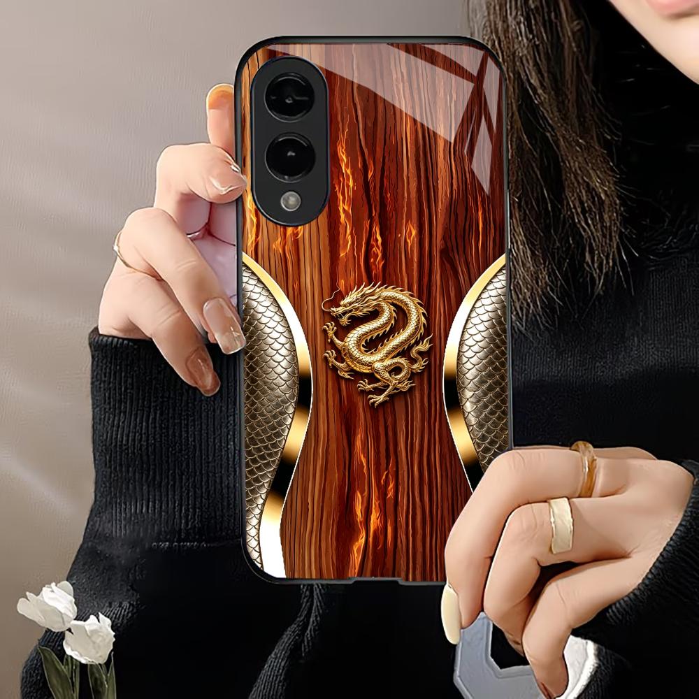 Sparkling Gold Dragon phone case s26 ultra case glass mobile phones for Samsung Galaxy S26 S25 S24 S23 S22 FE Ultra Plus