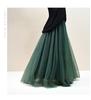 Women's Mesh Pleated Tulle Midi Skirt - Mid-Length, Large Swing Design for Dance and Fairy Styles.