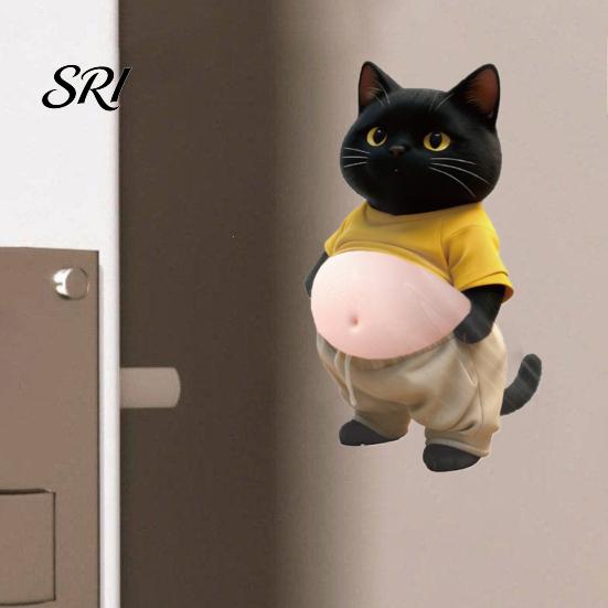 Elastic Tummy Kitten Decal 2Pcs 3D Belly Cat Anti-collision Sticker Anxiety Stress Relief Cartoon Silicone Animal Buffer Motorcycle Decoration