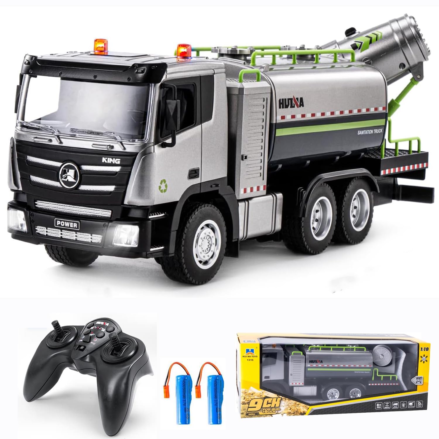

Remote Control Car for Kids, Fog Cannon Truck, Multi-Function Construction Vehicle, Alloy-Reinforced, 2.4GHz Wireless, LED Lights, Water Spray, Toy,
