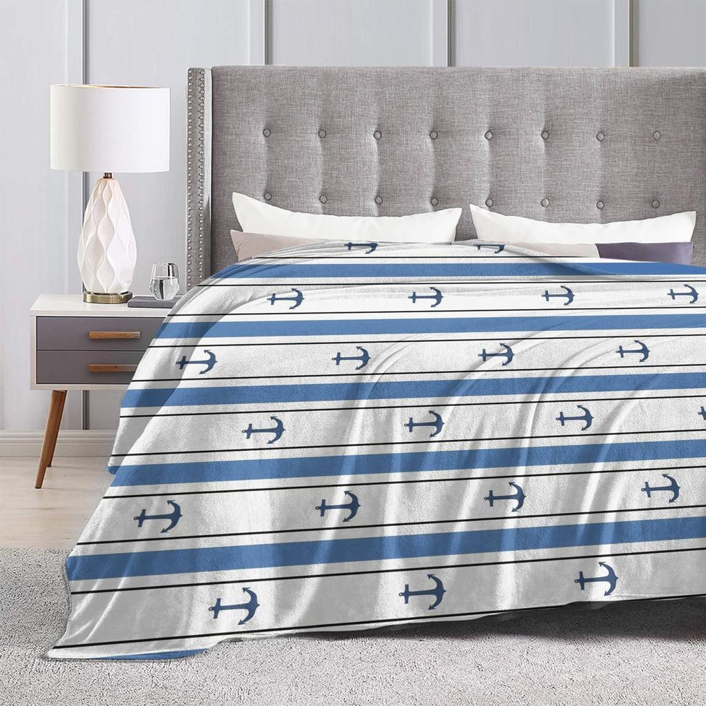 Nautical Anchor Boat Blankets Super Warm Novelty Plush Throw Blanket For Girls Boys Couch Bed Flannel Bedspread Bed Cover