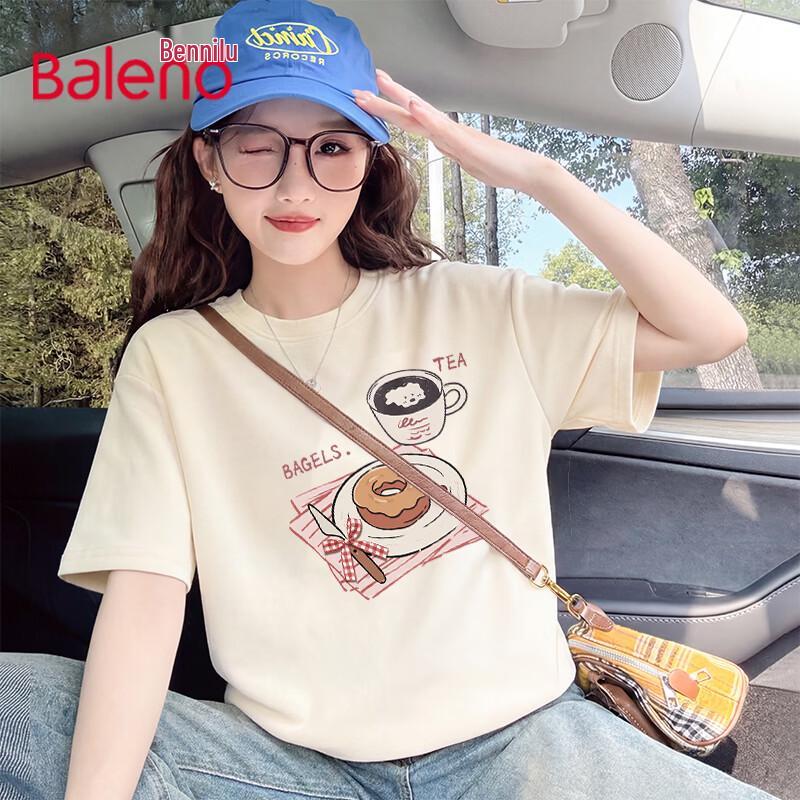 Baleno Women s Relaxed Fit Cotton Short Sleeve T-Shirt S