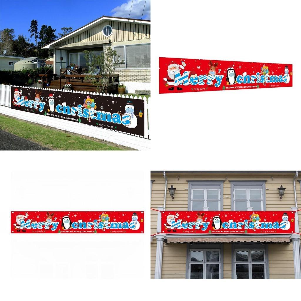 Merry Christmas Banner Featuring Santa Claus And Elk For Quarantine Outdoor Holiday Dcor