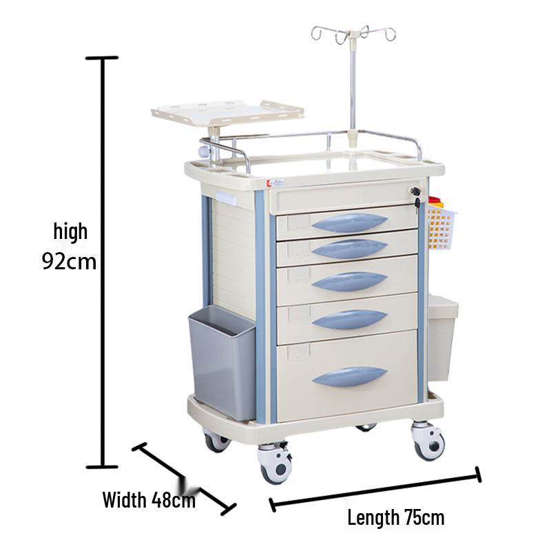 ABS Multifunctional Anesthesia and Infusion Emergency Cart with Five Drawers