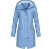 Women Solid Rain Outdoor Plus Size Hooded Raincoat Windproof Long Jacket Coat