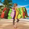 1PC Cartoon Hamburger Beach Towel Quick-drying Towel Suitable for Seaside Pool Camping Vacation Yoga For Family Friends Children