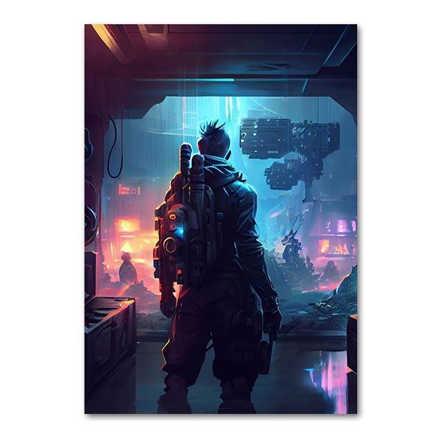 Game Art Canvas Printmaking Punk Explosion Controller Poster Game Controller Arcade Game Wall Art Esports