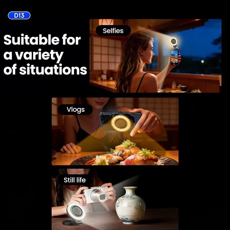 Mini Magnetic LED Rechargeable Phone Fill Light,3 Color Temps Foldable Clip Selfie Light for Pet Vlog Live,Dog Photography Pocket LED Light