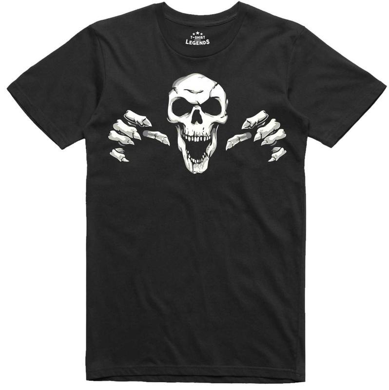 Horror Unisex T-Shirt Skull Laughing Skeleton Gothic Regular Fit Tee M