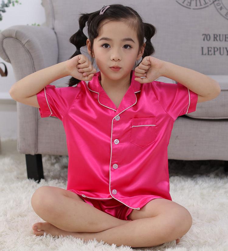 Children's Ice Silk Pajamas Set - Comfortable Summer Sleepwear for Boys and Girls