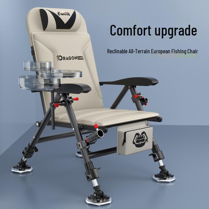 European-Style Multifunctional Reclining Foldable Fishing Chair with Platform