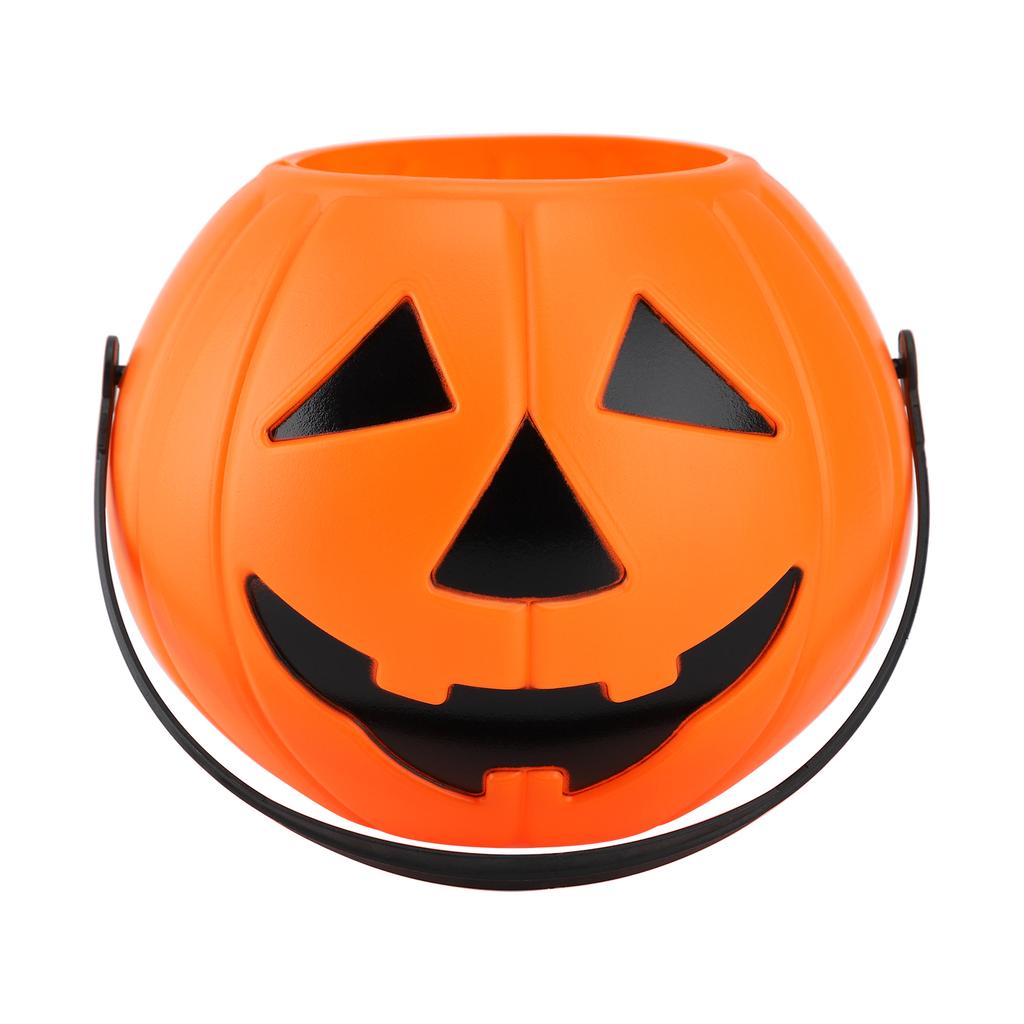 Pumpkin Candy Bucket Portable Plastic Pumpkin Bucket with Handle for Festival Party L