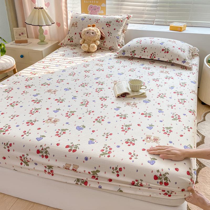 Bettbezug Hautfreundliches Bettlaken Home Elastische Spannbettlaken Bedruckter Matratzenschoner Roupa de Cama (Kein Kissenbezug)