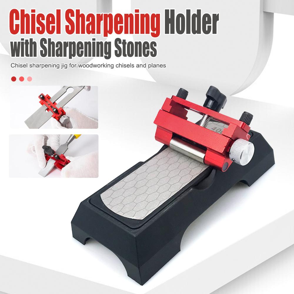 Honing Guide Edge Sharpening Jig Aluminum Alloy Blade Sharpening Holder Set With Sharpening Stone for Planer Chisel
