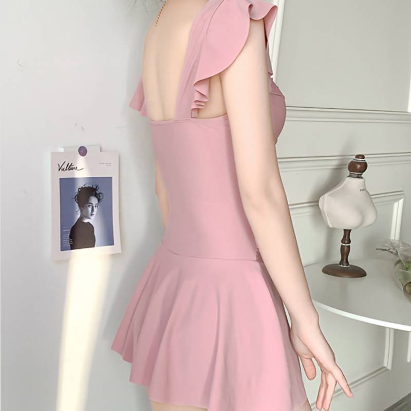 Womens Onepiece Swimsuit With Solid Color And V Neck Design For Water Sports And Slimming Fit