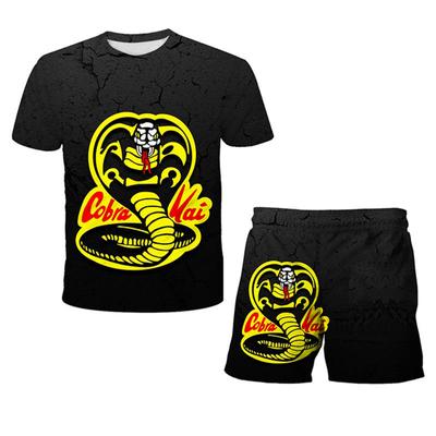 Çocuk Yazlık Günlük Tişörtler 3D Baskılı Cobra Kai Çizgi Film Çocuk Modası Tişört Şort Takımları 2 ADET Erkek ve Kız Çocuk 4 ila 14 Yaş