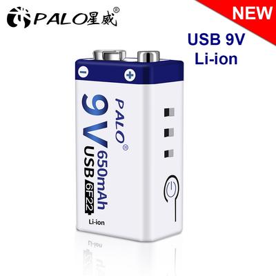PALO 100% Original 6f22 9V Usb Battery 9v Rechargeable Battery Li Ion 9V Lithium Ion Batteries for Thermometer Microphone Battery