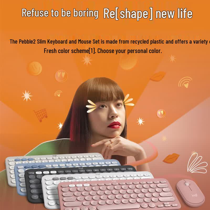 Logitech PEBBLE 2 COMBO Dual-Mode Wireless Keyboard and Mouse Set