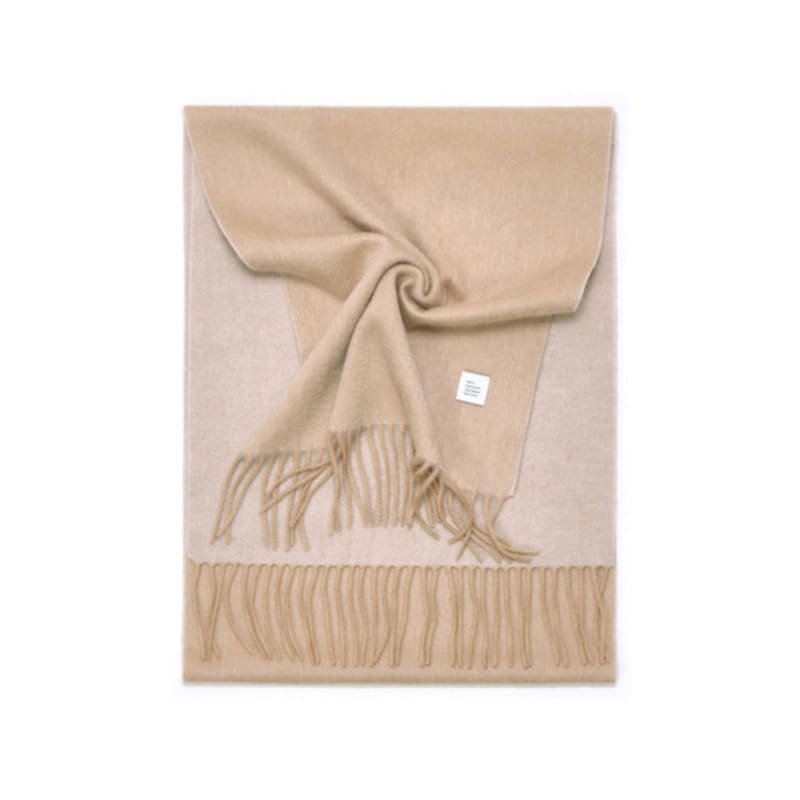 Velsey Classic 100 Reversible Cashmere Muffler [BEIGE]