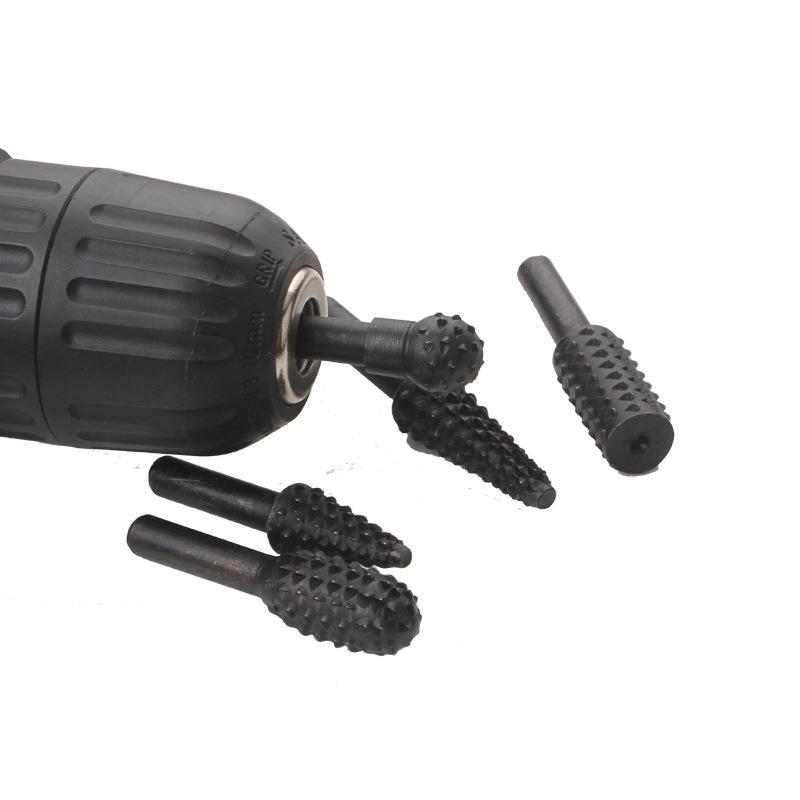 5-teiliges schwarzes Holzbearbeitungs-Rotfeilen-Set - DIY-Schleifwerkzeuge für elektrische Schleifmaschinen