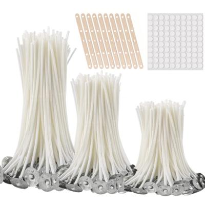 Dochte für rauchfreie Kerzen, 2,5–20 cm, vorgewachster Docht aus Baumwolle mit Haltelaschen aus Metall, DIY-Werkzeug zur Herstellung handgefertigter Kerzen, 100 Stück