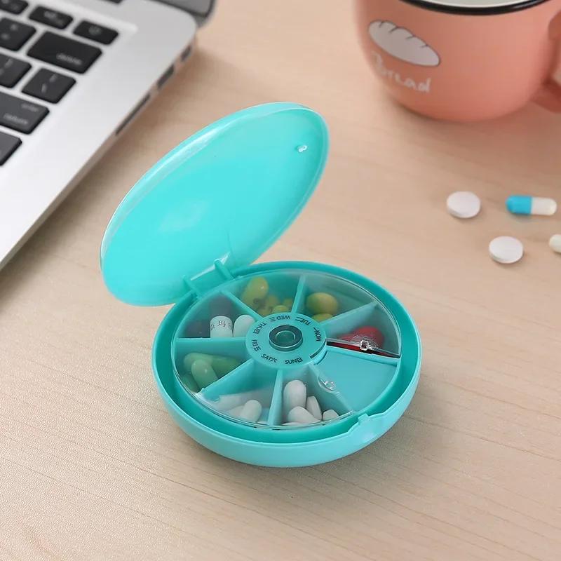Weekly Rotating Pill Box Case Splitter Tablet Storage Organizer pill organizer  pill container  pill box  small pill case