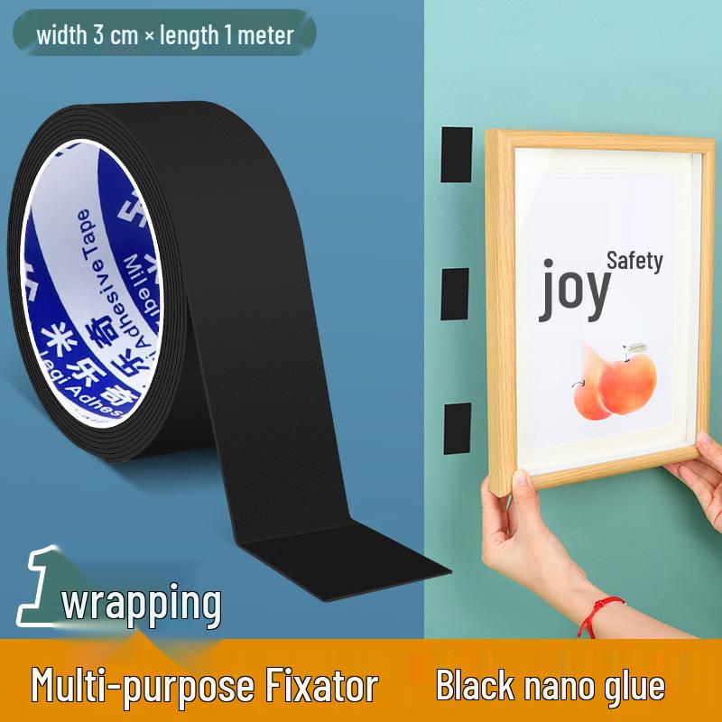 Black Double-Sided Nano Tape - No Trace, Strong Adhesion for Photo Frames & Wall Decorations