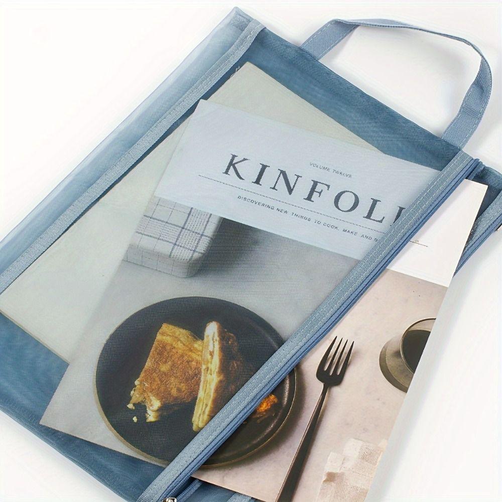 Simple Mesh Zipper Pouch Subject ID Card Storage Handbag Stationery Organizer Pouch  Student Gift