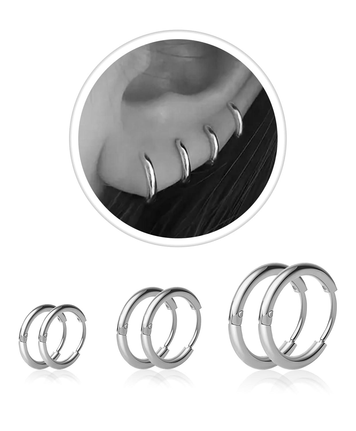 

6 Pairs Earrings Sets for Multiple Piercing Small Huggie Hoop Earrings Flat Back Tiny Ball CZ Opal Pearl Stud Earrings for Women