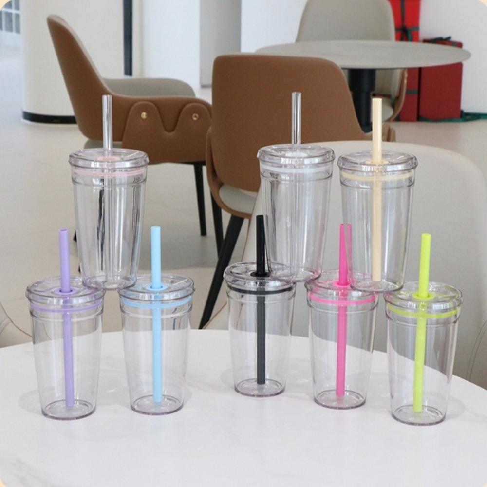 Transparent Coffee Cup 450ml Car Tumbler Cup Portable Cold Drinking Cup